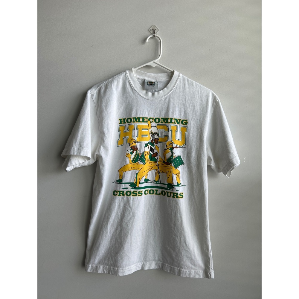 Cross Colours White HBCU Homecoming T-Shirt Mens Small